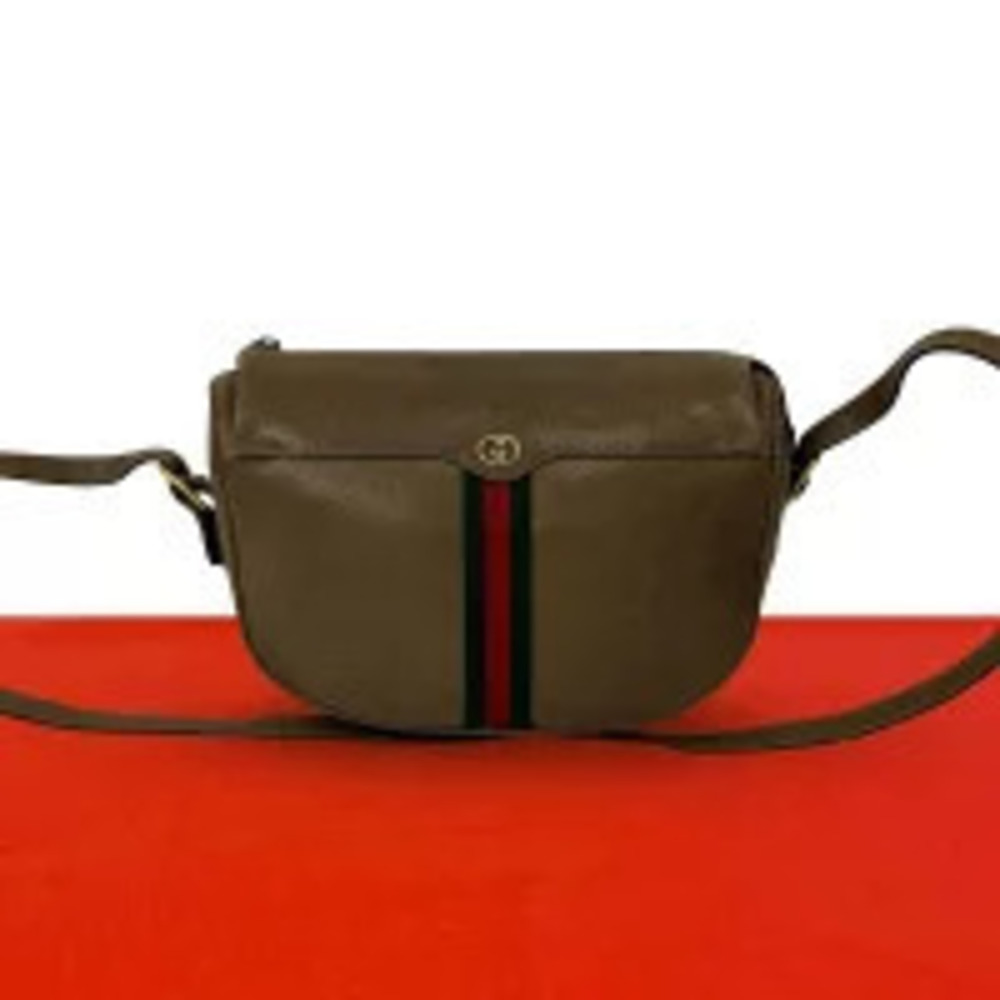 Gucci Sherry GG Leather Shoulder Bag Brown